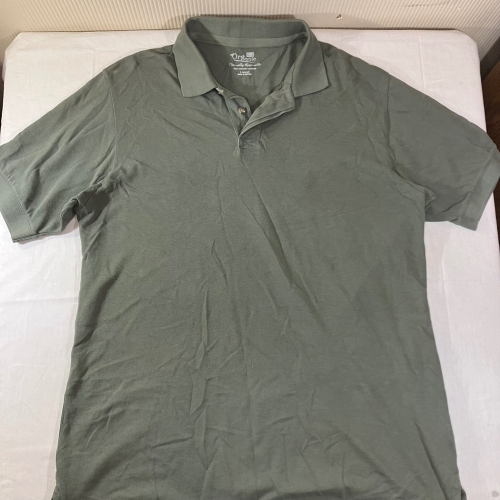 Faded Glory Mens Organic Cotton Polo Shirt Olive Green Short Sleeve‎ Large 42/44